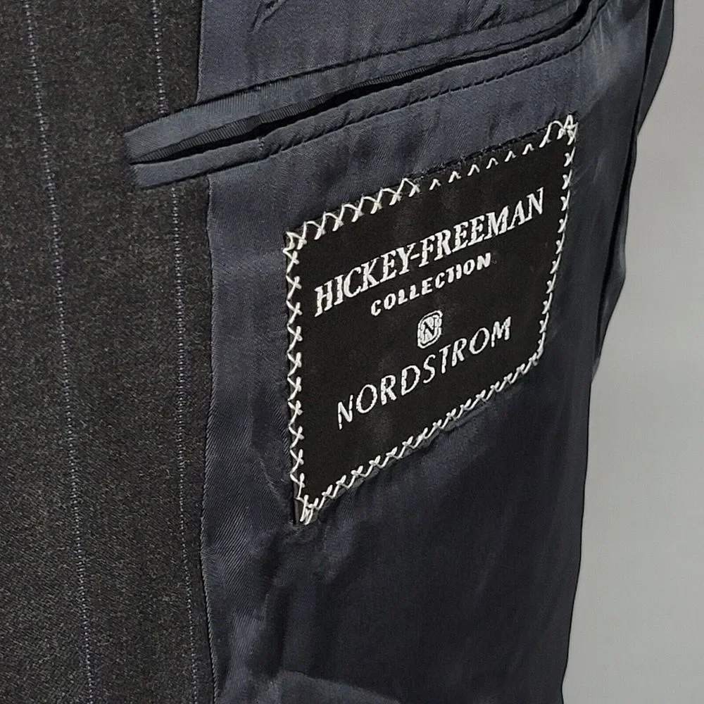 Hickey Freeman Men's Sport Coat Blazer Two Button CH BLK Striped Loro‎ Piana 42L